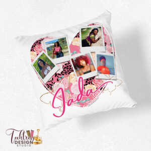 Customized Pillow, Heart Leopard Floral